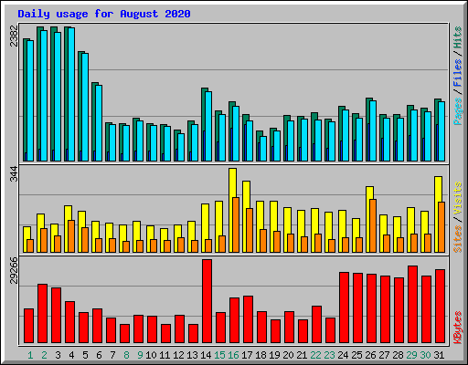 Daily usage for August 2020