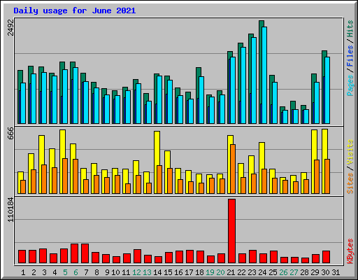 Daily usage for June 2021