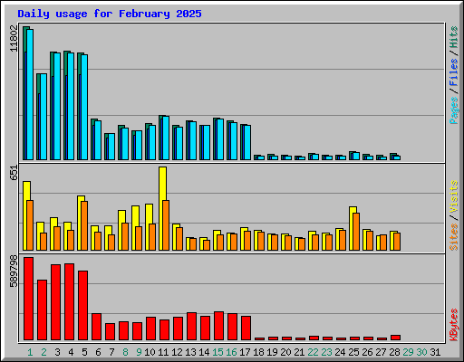 Daily usage for February 2025